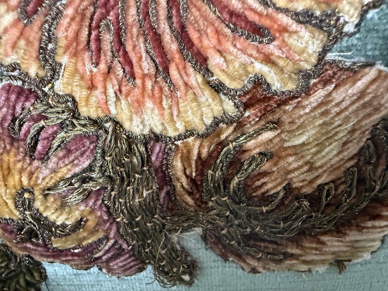 Pair of Custom Velvet Pillows with 19th-Century French Gold-Thread Appliqués