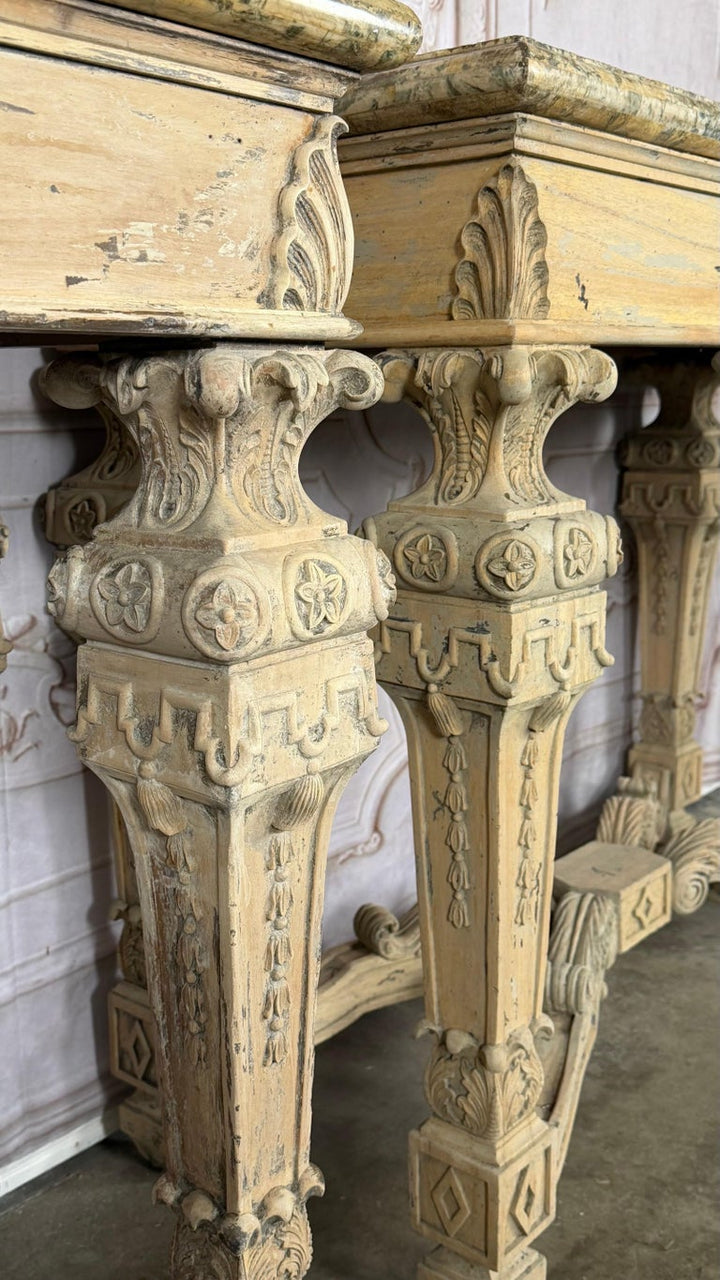 Pair of French Baroque Louis XIV Style Console Tables