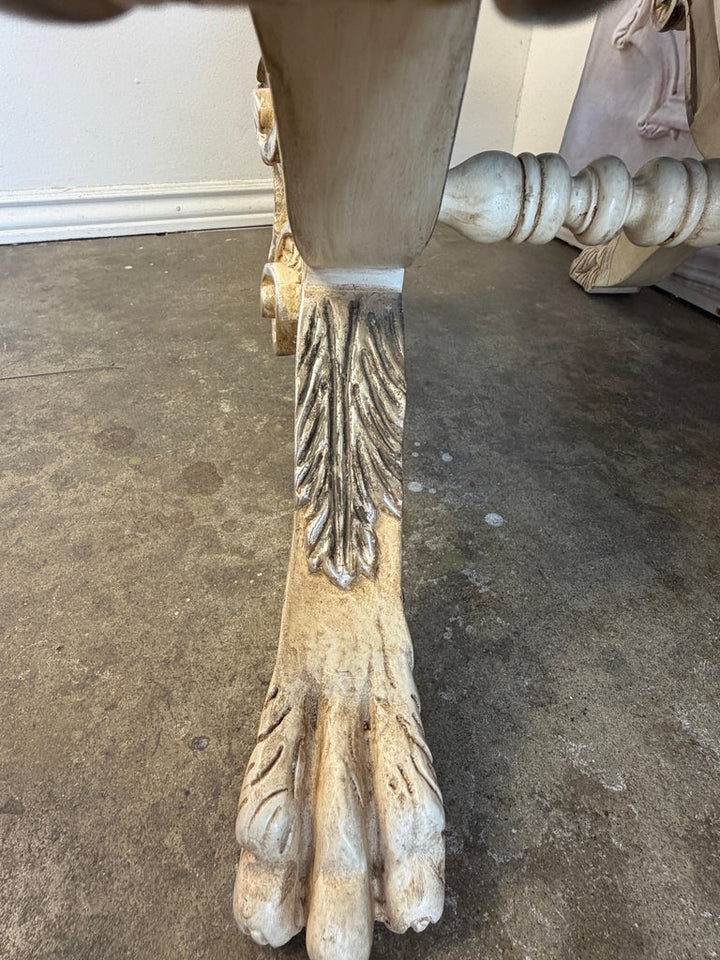 Pair of Italian Venetian Baroque Curule Stools - Hand - Carved Silvered Gilt