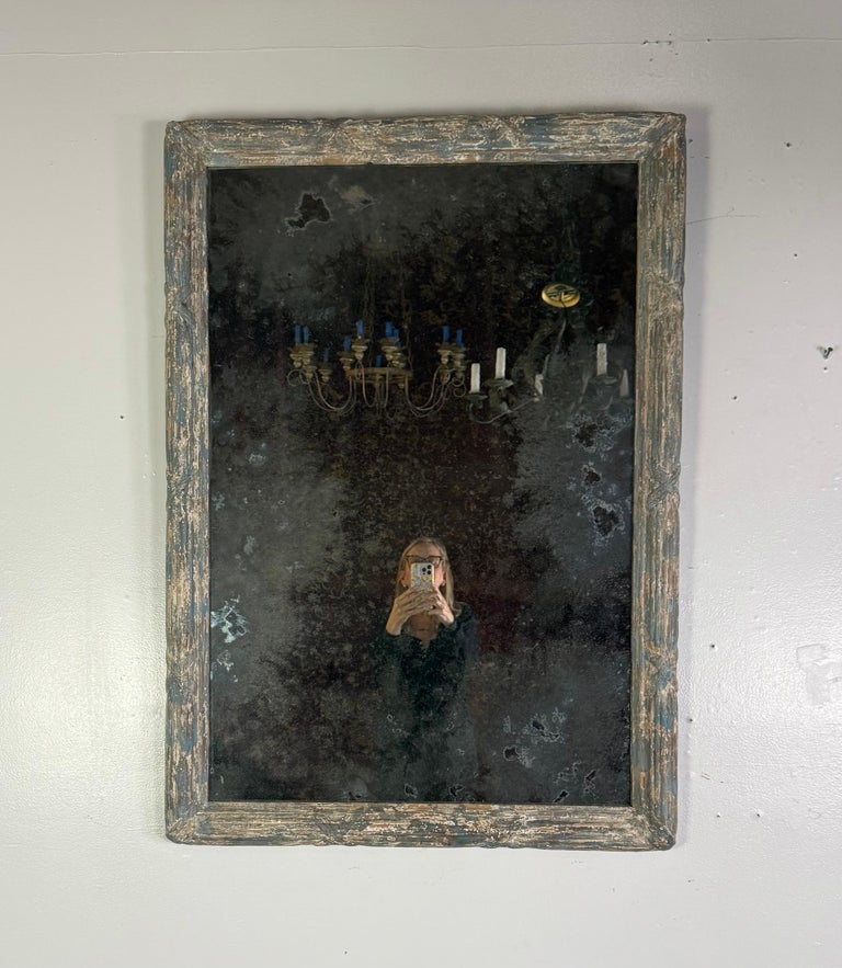 Mirror with Weathered Painted Frame, Early 20th Century