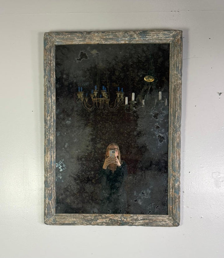 Mirror with Weathered Painted Frame, Early 20th Century