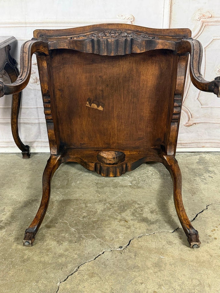 Pair of Louis XV Side Tables, Burl Walnut, Hand-Carved, Circa 1920s