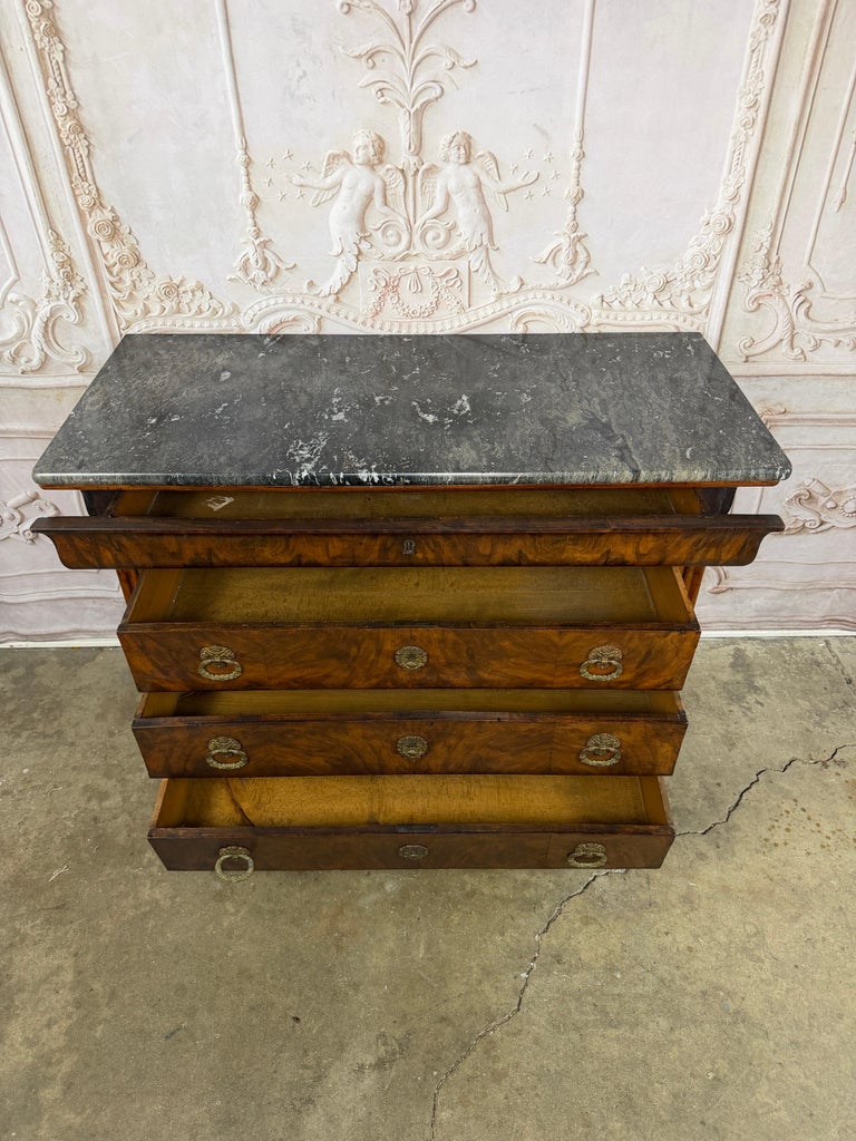 Antique French Louis Philippe Burl Walnut Commode-Marble Top