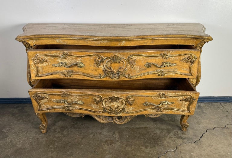 French Rococo Painted and Giltwood Commode