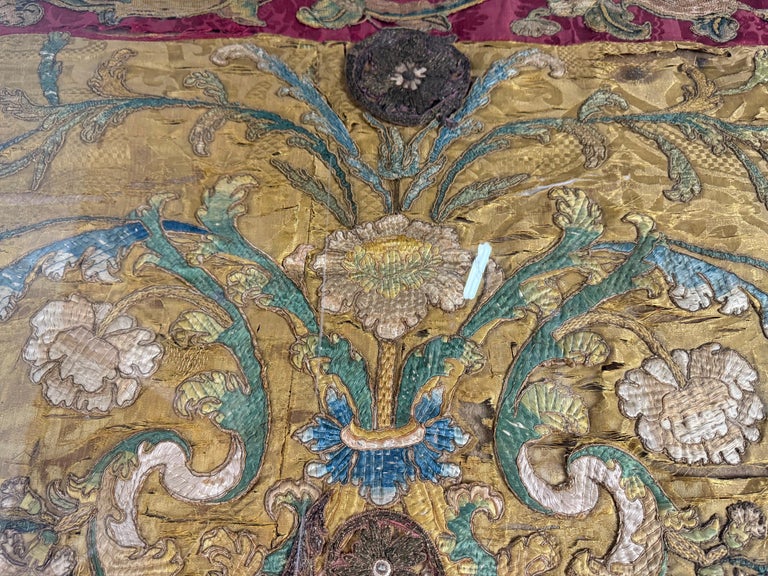 Antique Continental Ecclesiastical Embroidered Textile, 17th–18th Century