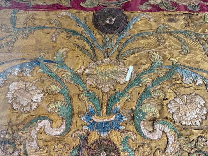Antique Continental Ecclesiastical Embroidered Textile, 17th–18th Century