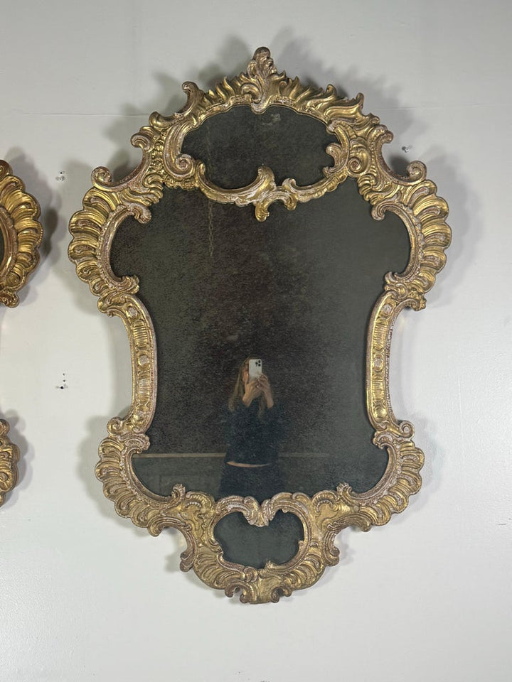 Pair of Italian Rococo Revival Giltwood Mirrors, Circa 1850–1870