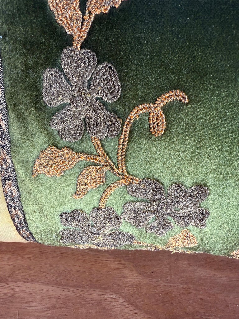 Pair of Custom Pillows with 19th-Century French Metallic Appliqués