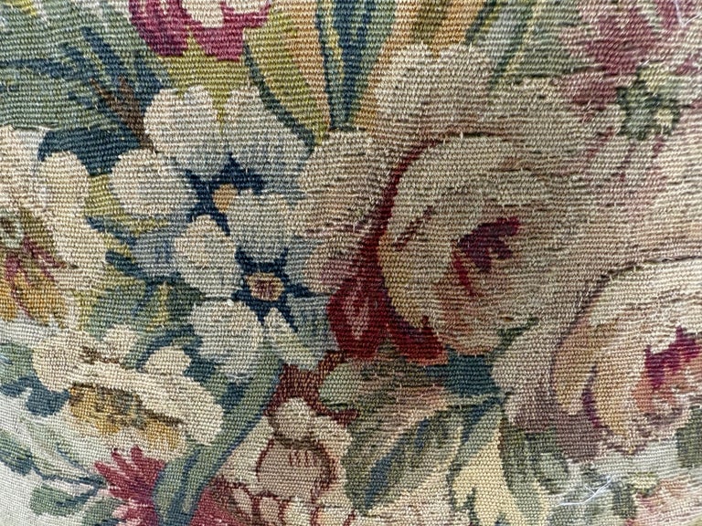 Pair of Custom Aubusson Tapestry and Velvet Pillows by Melissa Levinson