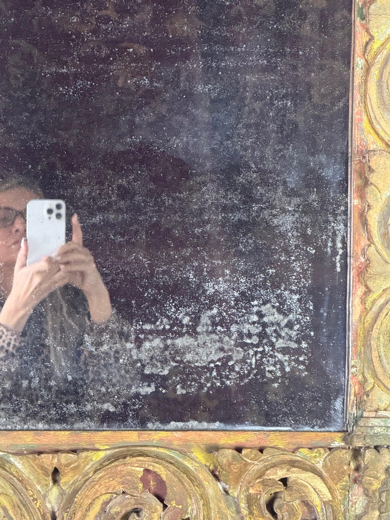 Antique Carved Giltwood Arch-Top Mirror, Continental Europe, 18th–century