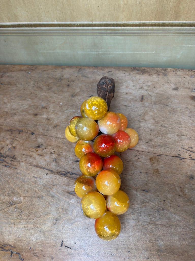 Large Vintage Italian Alabaster Grape Cluster Sculpture