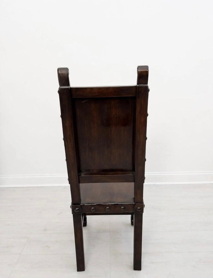 Set of 12 Monumental Spanish Colonial Revival Leather Dining Chairs
