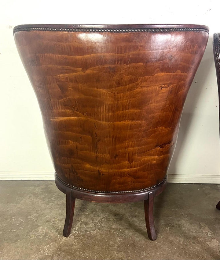 Pair of 19th Century English Leather Tufted Armchairs