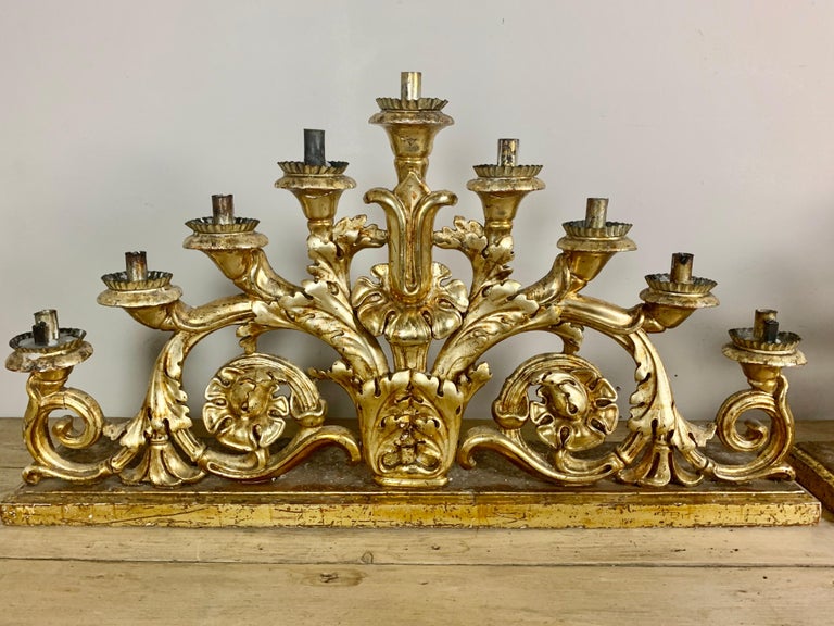 Pair of 19th Century Italian Giltwood Candleholders