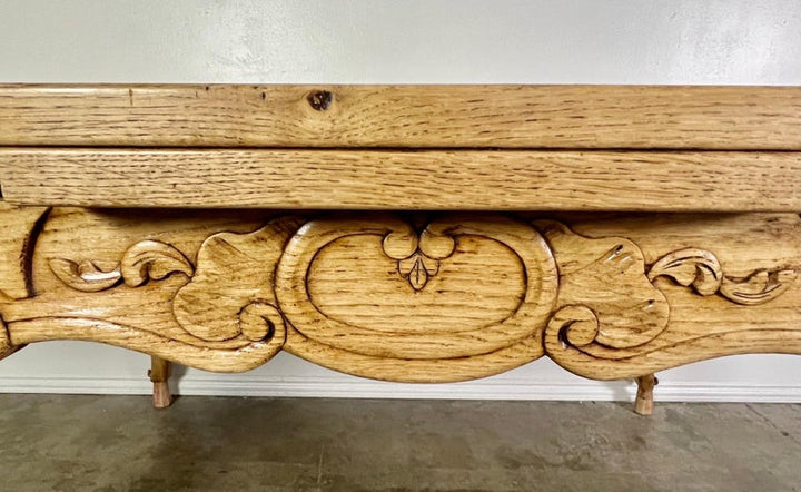 19th Century French White Oak & Burl Walnut Dining Table