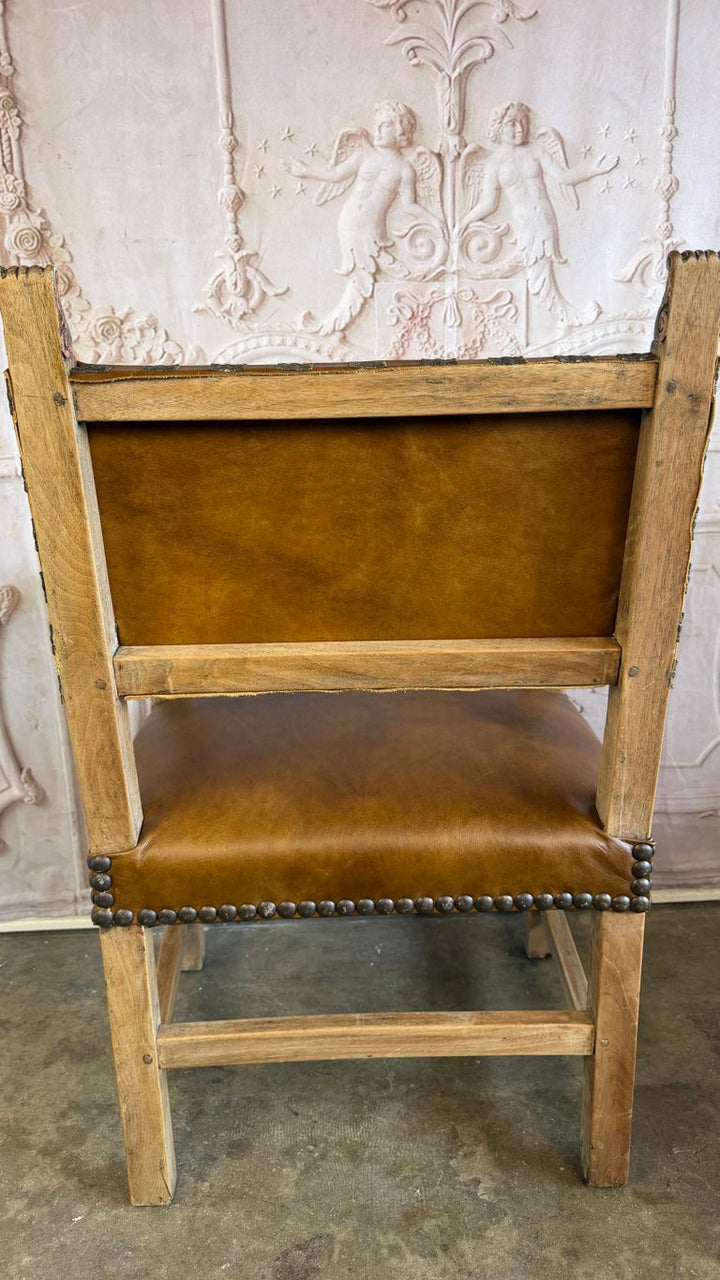 Set of Eight Spanish Colonial Leather Dining Chairs