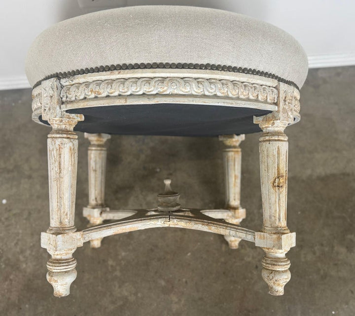 French Neoclassical upholstered ottoman, early 20th century.