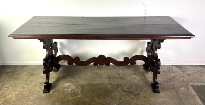 19th Century Italian Walnut Console w/ Stretcher