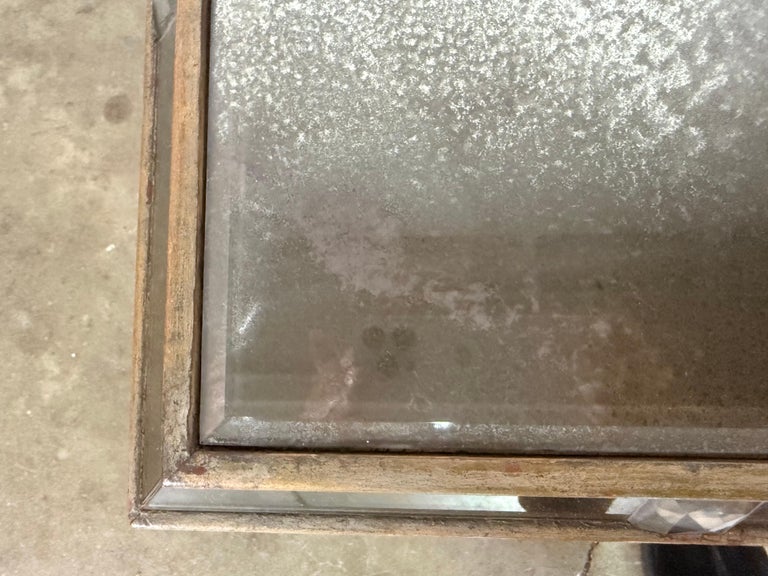 Hollywood Regency Mirrored Coffee Table with Carved Wood and Twisted