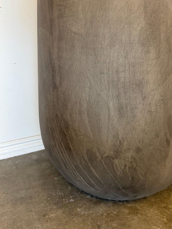 Pair of Monumental Tall Cylinder Planters - Dark Slate Gray pots