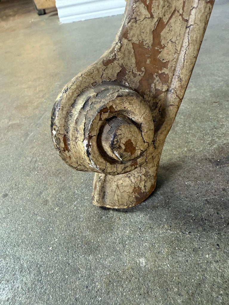 Antique Continental Giltwood Coffee Table with Original Foxed Mirror