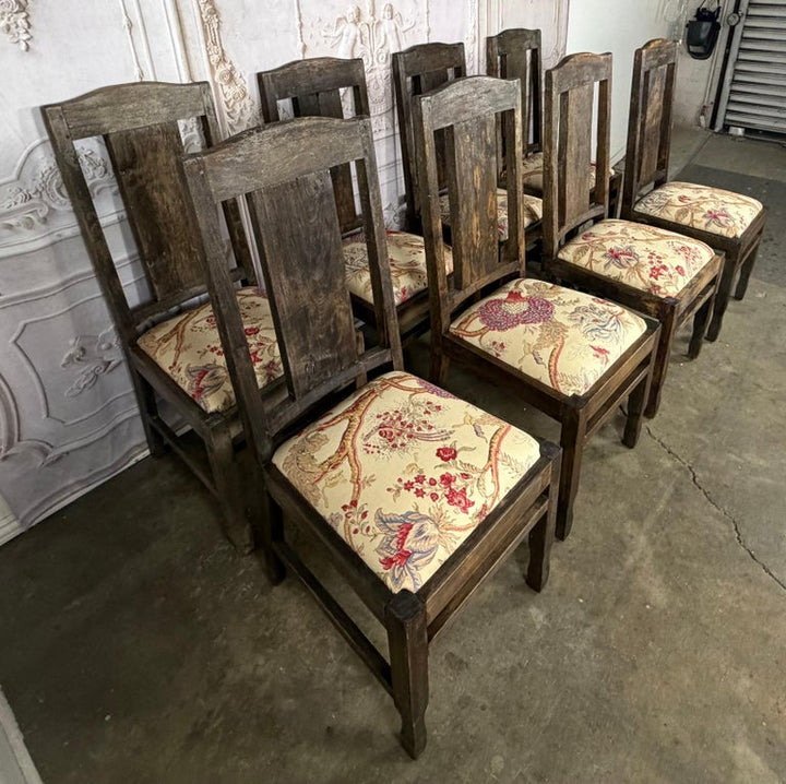 Set of 8 Rustic English Arts &amp; Crafts Dining Chairs