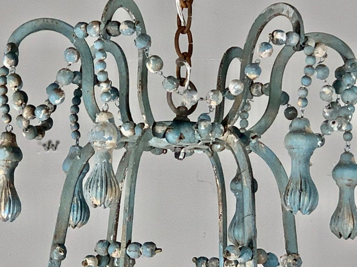 Painted Wood Beaded Chandelier by Melissa Levinson