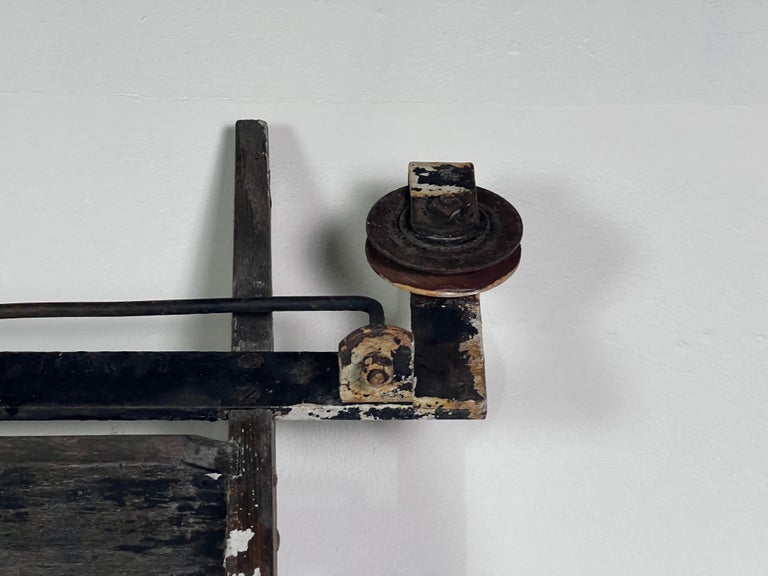 Antique Rustic Library Ladder, Iron & Wood with Distressed Patina