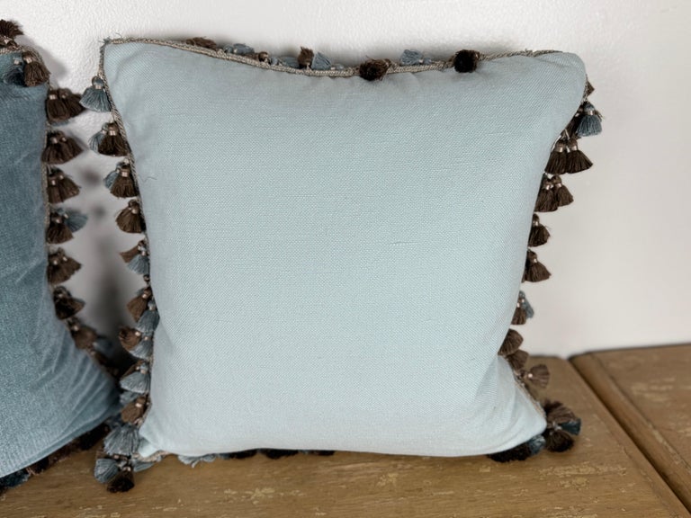 Pair of Custom Velvet Appliqué Pillows by Melissa Levinson