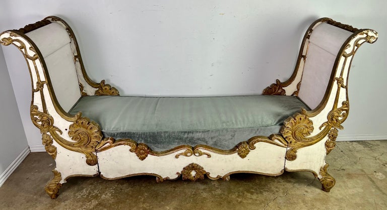 19th C. French Painted and Parcel Gilt Daybed