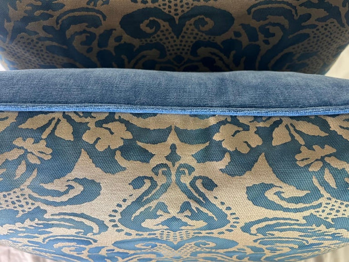 Pair of Vibrant Blue & Gold Metallic Fortuny Textile Pillows