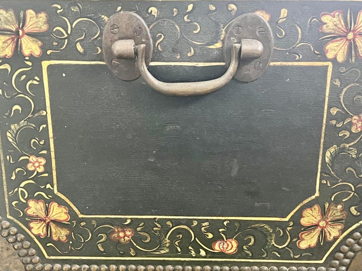 19th Century Hand Painted Leather Trunk