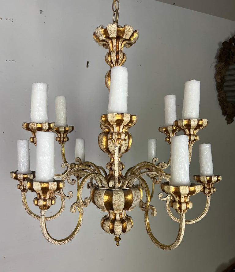 Italian (12) Light Painted & Parcel Gilt Chandelier