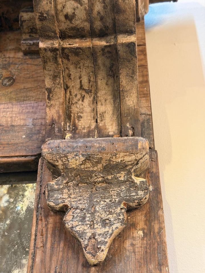 Neoclassical Pier Mirror, Distressed Wood, Circa 1880s