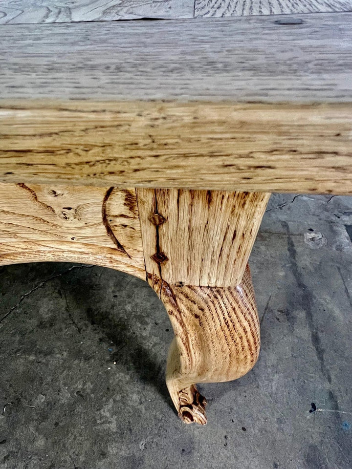 19th Century French White Oak & Burl Walnut Dining Table