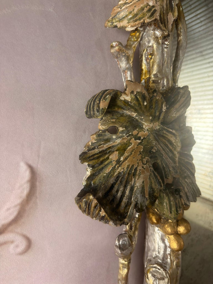 Pair of Italian Baroque Wall Mirrors, Hand-Carved Wood, Circa 1960s