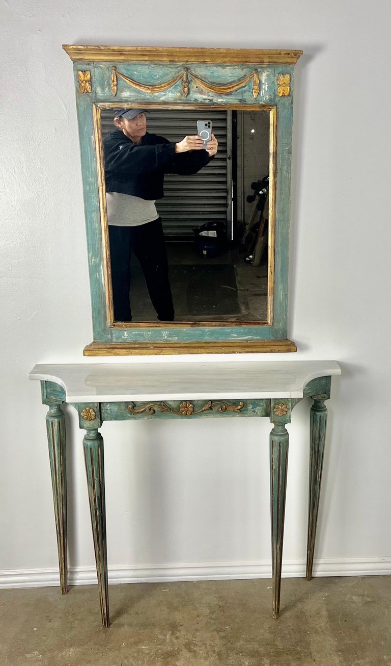 1930’s Italian Painted & Parcel Gilt Console and Mirror