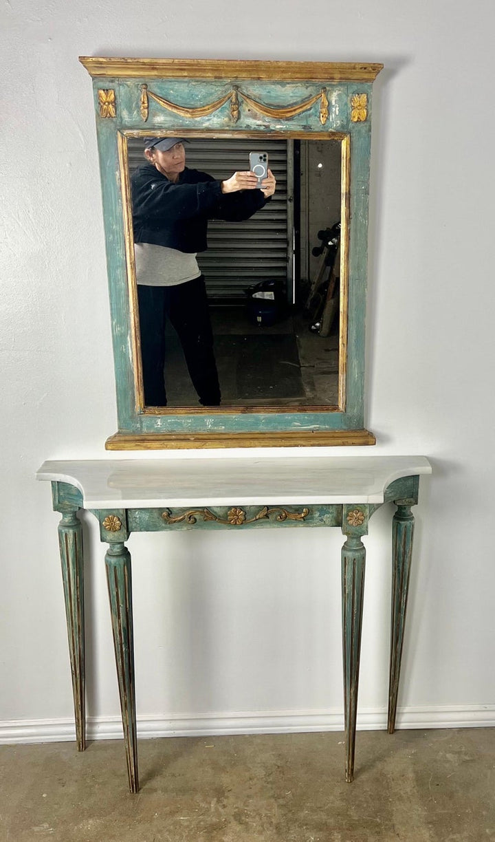 1930’s Italian Painted & Parcel Gilt Console and Mirror