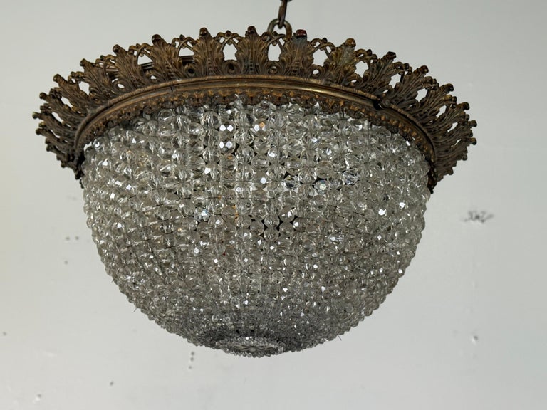 Early 20th Century Empire Style Crystal Basket Chandelier