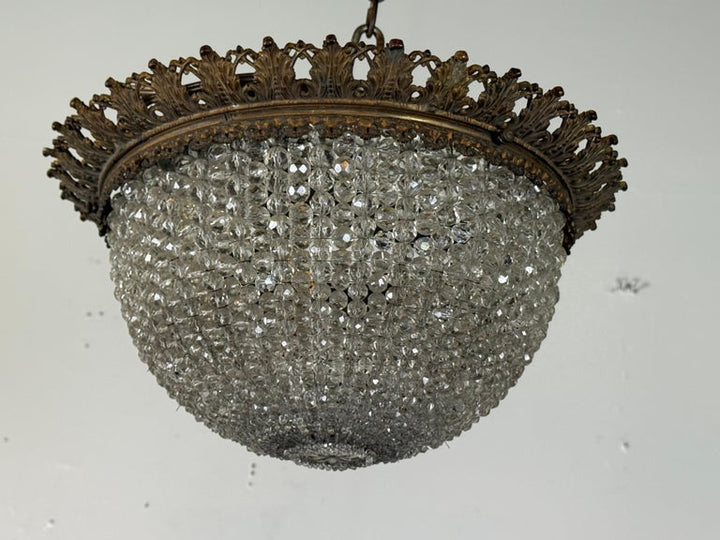Early 20th Century Empire Style Crystal Basket Chandelier