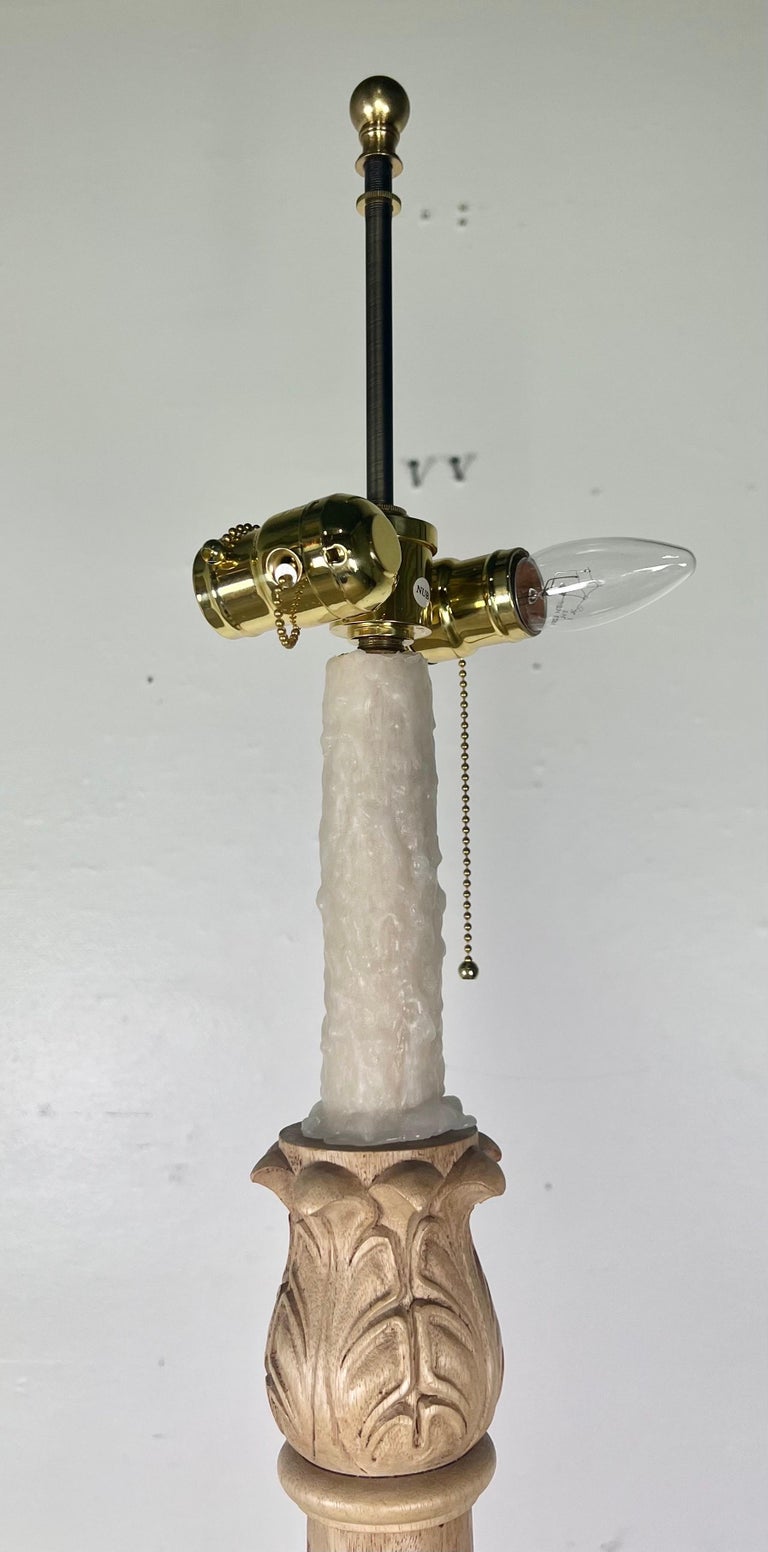 19th C. French Carved Bleached Walnut Standing Lamp