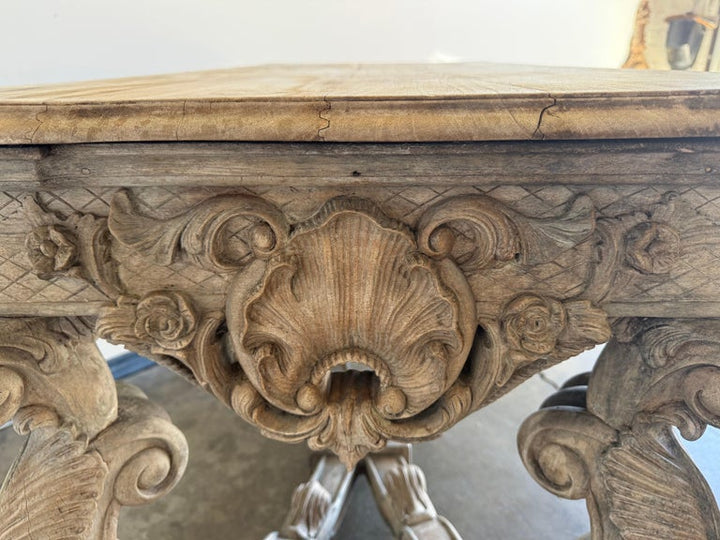 Italian Baroque Revival Carved Wood Console Table