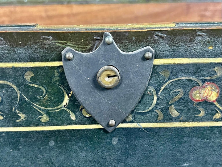 19th Century Hand Painted Leather Trunk