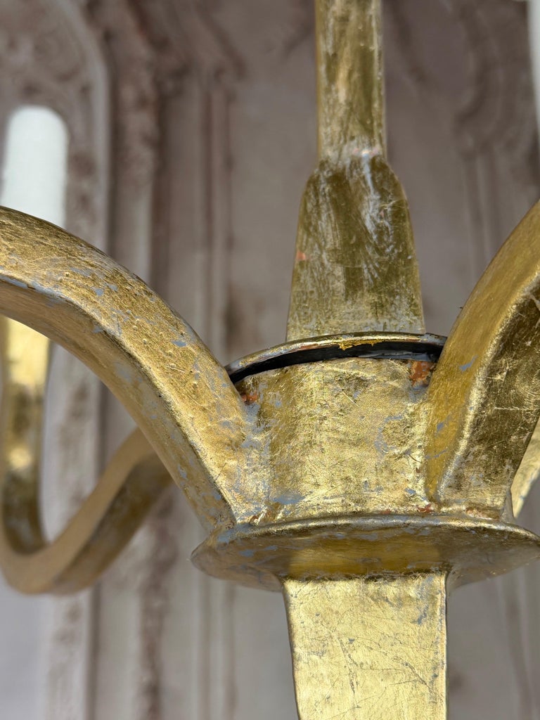Gilt Gold Metal Leaf Chandelier by Miamar Home