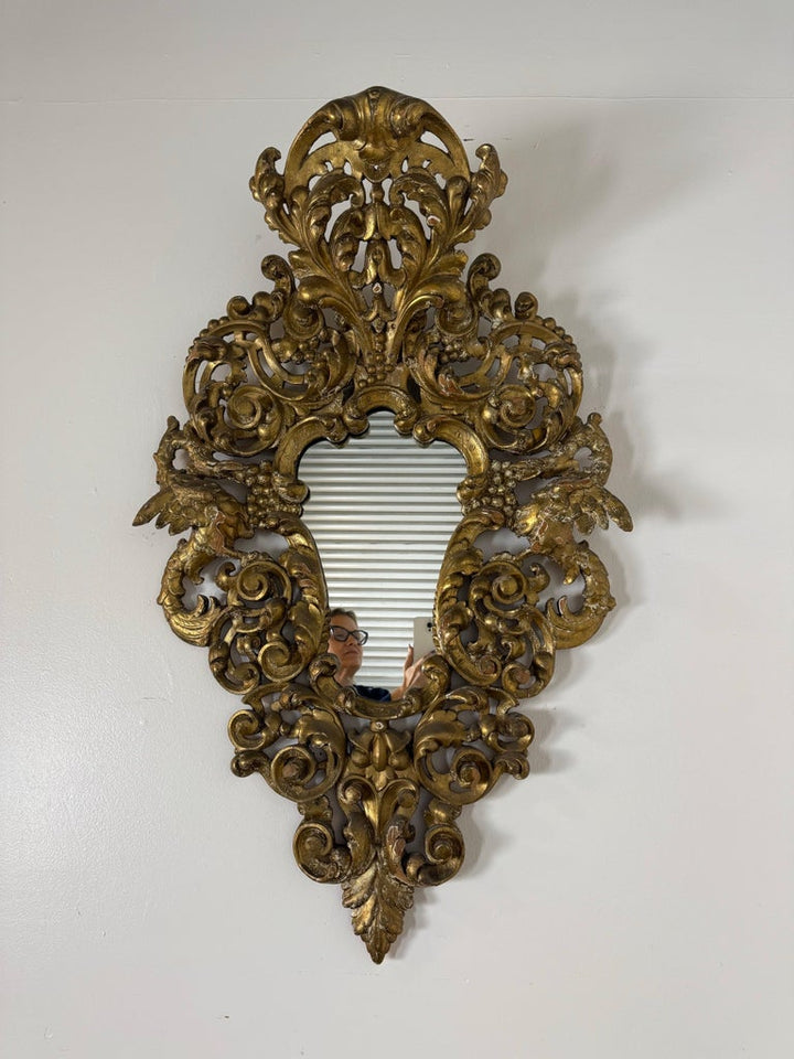 19th-Century Italian Baroque-Style Carved and Giltwood Mirror
