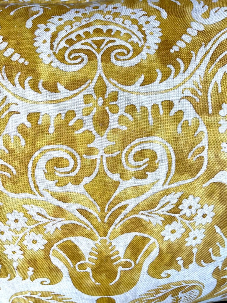 Pair of Yellow & White De Medici Patterned Fortuny Pillows