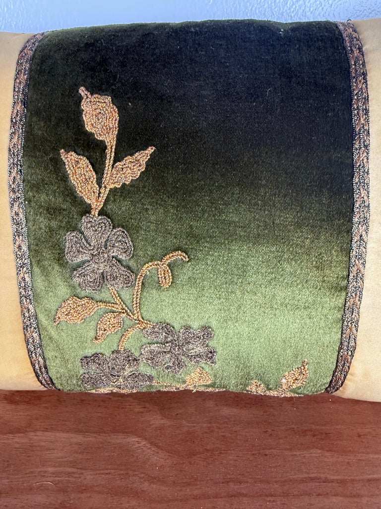 Pair of Custom Pillows with 19th-Century French Metallic Appliqués