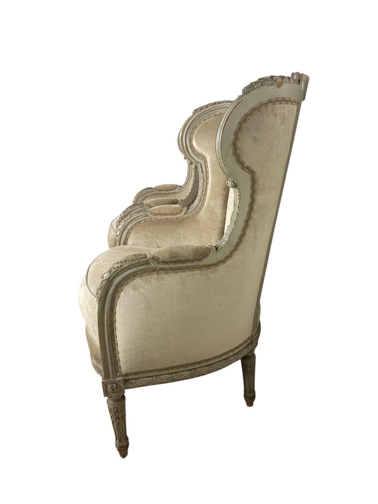 Pair of French Louis XVI Style Painted Bergères