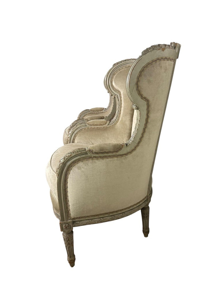 Pair of French Louis XVI Style Painted Bergères