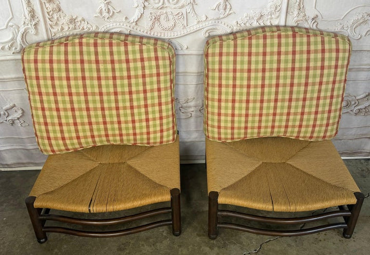 Pair of French Country Style Lounge Chairs w/ Ottomans